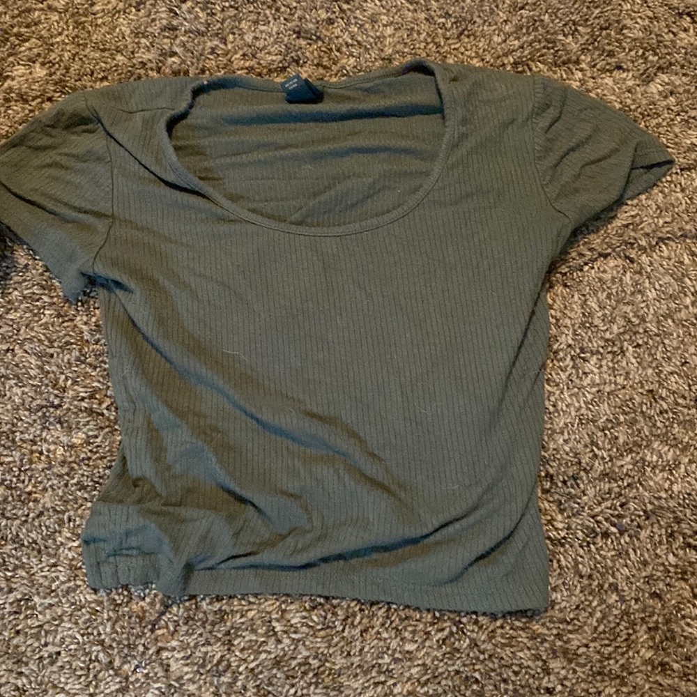 Green low you cut crop top